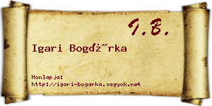 Igari Bogárka névjegykártya